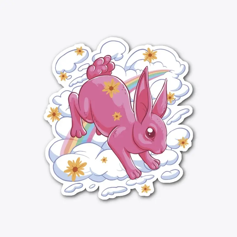 Pink rabbit in cloud